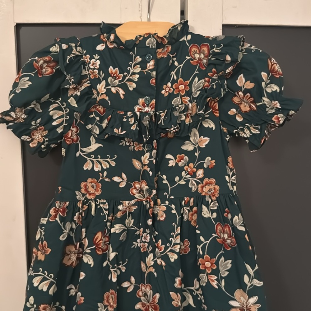 Janie & Jack 6T Floral Green Girls Dress - Picture 7 of 9